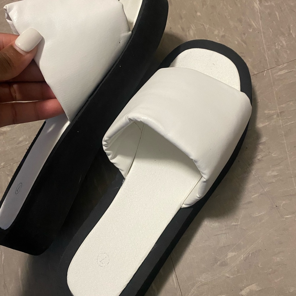 White prettylittlething sandals. Never worn